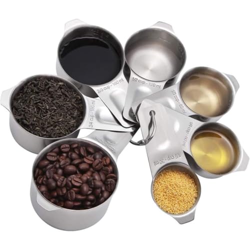 Image of INKULTURE Measuring Cups and Spoons Set (13 Pieces), 18 /8 Stainless Steel, Stackable, Engraved Marks, Dishwasher Safe, Kitchen Baking Tools