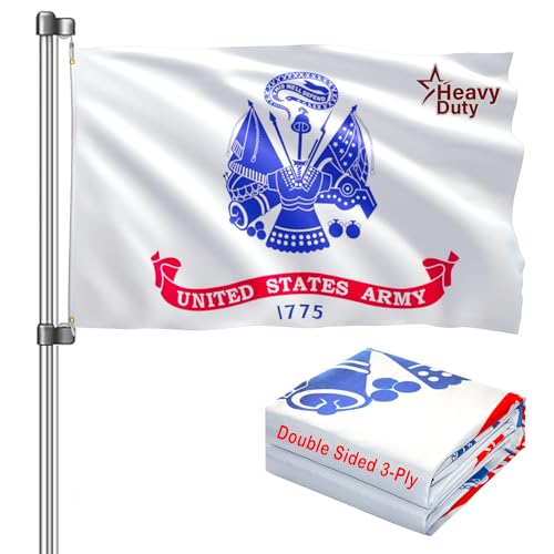 US Army Flag 3x5 for Outdoor: Heavy Duty Double Sided 3-Ply UV Protection Fade Resistant - Military Flag with Reinforced Brass Grommets for Garden Yard Display