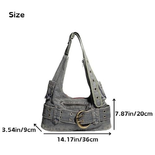 Denim Hobo Bag Trashy Y2k Shoulder Purse Retro Denim Crossbody Bags Handbag Acubi Bags Punk Y2k Stuff4