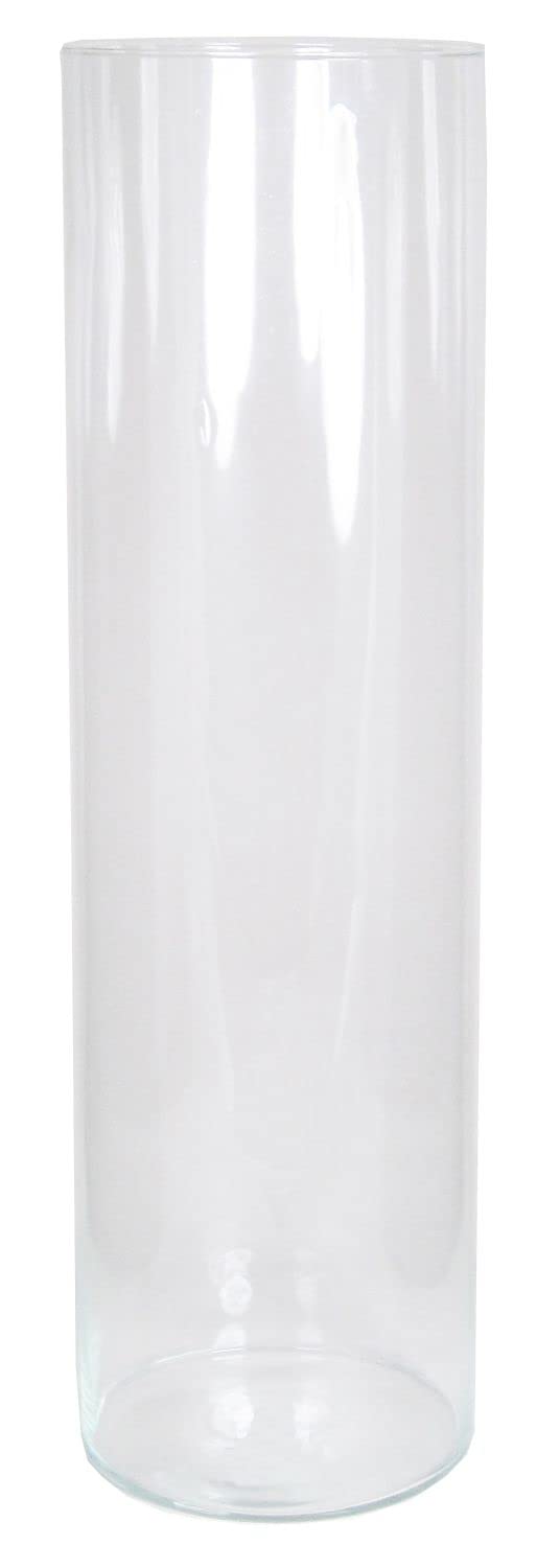 INNA-Glas Florero cilíndrico de Suelo Sanya Ocean de Vidrio, Ø 19,5 cm | Transparente, 70 cm - Jarrón Decorativo