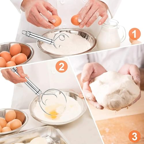 Image of BEYOND BASIC Multifunctional Effortless Stainless Steel Dough Mixer with Hanging Hole Durable Time-Saving Mixing Stick Baking Tools Egg Beater for Home Kitchen Baking Accessories 1 Pcs