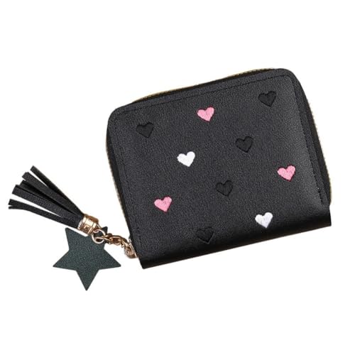 Womens Mini Wallet with Zipper PU Leather Wallet with ID Card Slots Cute Pink Wallet