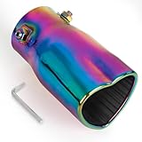 Tongze Heart Exhaust Tip 2.5' Inlet, Adjustable Stainless Steel Exhaust Pipe, Modified Exhaust Tail Pipe Universal for Most Car(Colorful)