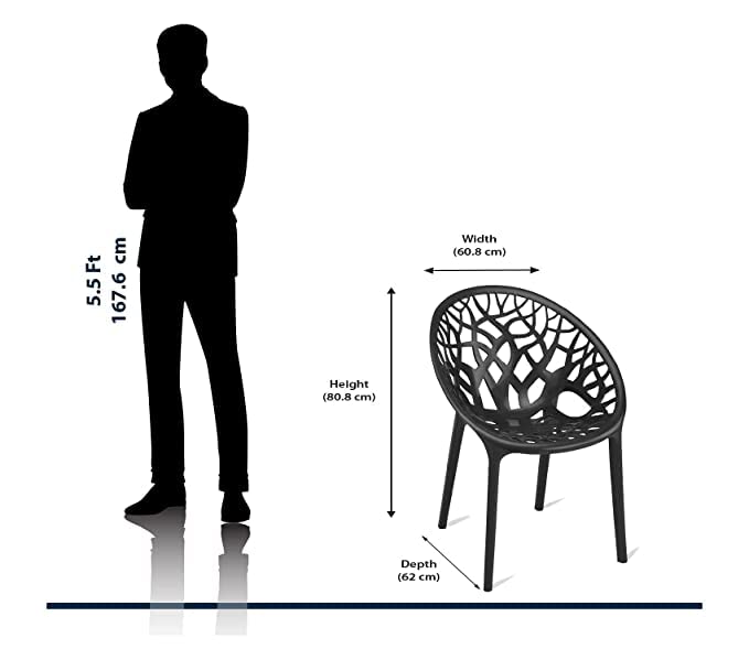 Image of SkyGlamour Neelkamal Crystal Plastic Chair|Chairs for Home, Garden, Balcony & Patio Durable Indoor &Outdoor (Color: Black; Pack of 1
