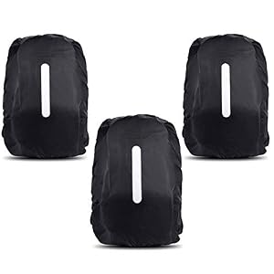 Dadabig Rain Cover Backpack Pack of 3 Waterproof Rain Cover School Bag with Reflective Strips Water Protection Backpack Cover Rain Cover Safety Cover for Outdoor Camping Hiking Travel (Black)