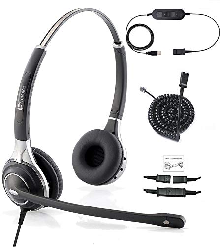 TruVoice HD-750 �v���~�A���R�[�h�t���_�u���C���[ NC �}�C�N�w�b�h�Z�b�g USB��U10P�P�[�u���t�� Mitel Polycom VVX Nortel Avaya Shortel Aastra �A�i���O�f�X�N�t�H�� PC�ɑΉ� (�\�t�g