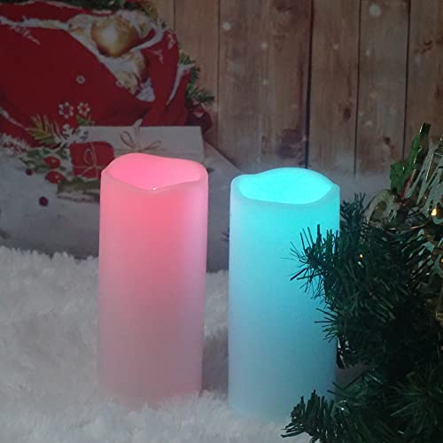 2 Pack 7''Color Changing Outdoor Candles With Timer/Remote Flameless Waterproof Battery Operated Candles Pillar Multicolor Led Lights For Halloween Christmas Decoration Home Party Wedding Garden #TOP4