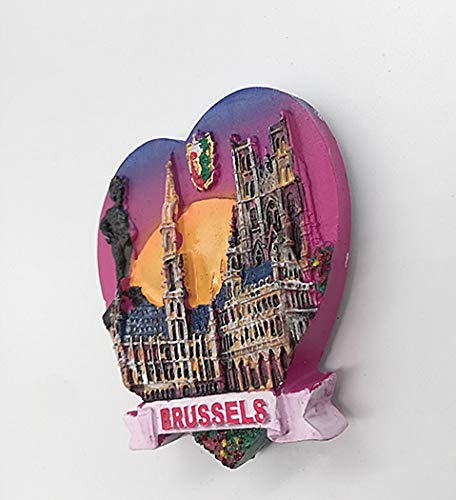 Magnete Frigorifero 3D Bruxelles Belgio – Souvenir Da Viaggio Con Bandiera E Attrazioni, Regalo Originale
