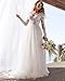 Ivory Long Sleeves Lace Applique Organza Wedding Dress for Women Corset Back Aline V Neck Bridal Ball Gown for Bride 14