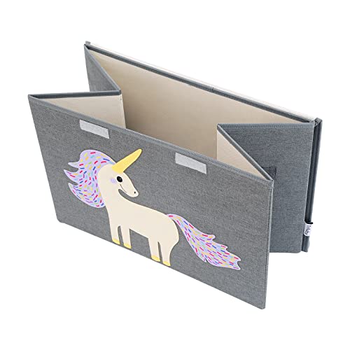 Triluby Foldable Kids Toy Chest With Lid, Baby Toy Box, Large Toy Storage Bin/Organizer/Basket/Trunk For Boys, Girls, Toddler And Baby Nursery Room (Gray Unicorn) #TOP3