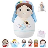 LeYoHa Mary Plush Nativity Scene Set - Gift for Women's Day Baby Plush Soft Jesus Stuffed Animal, Perfect Holiday Decor Christian Gift for Girl, 10 Inch