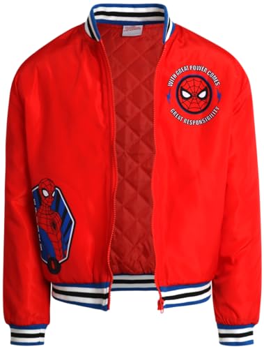 Marvel Boys Bomber Jacket - Avengers Spider-Man Zip Up Quilted Interior Bomber Jackets for Boys Kids Outerwear (7-16)2