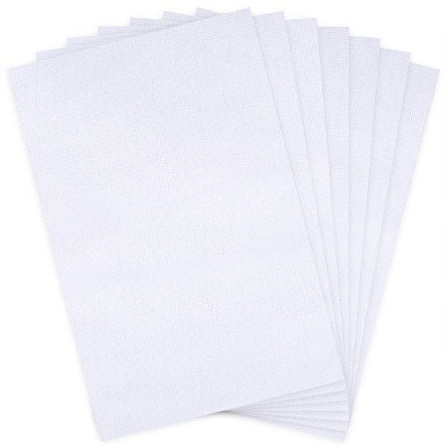 Caydo 7 Pieces Aida Cloth 14 Count Cross Stitch Fabric, 12 by 18-Inch, White