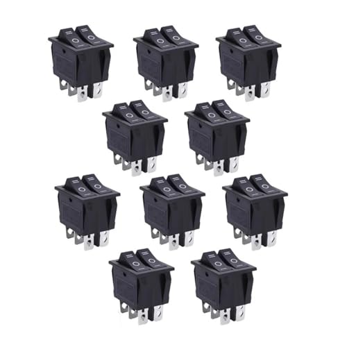 Interruptor basculante ON-OFF-ON de 3 posiciones KCD6 6 pines doble circuito 31x25mm