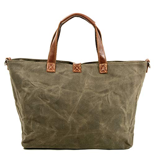 Image of Tote Bag For Women Large Leather Canvas Work Shoulder Bag And Foldable Travel Purse Satchel Bags With Strap