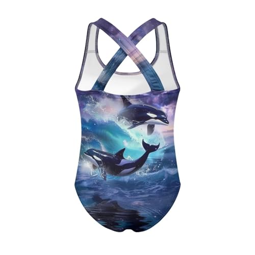 Image of WELLFLYHOM Girls Swimsuit 5-14 Cross Back Swimwear Full Coverage One Piece Bathing Suit Sleeveless Beachwear