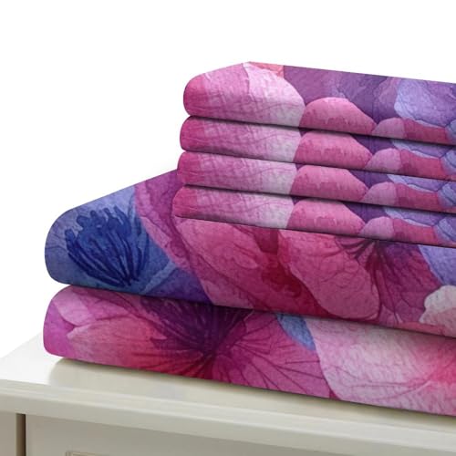 Housse de couette microfibre super douce imprimé 3D aquarelle fleurs