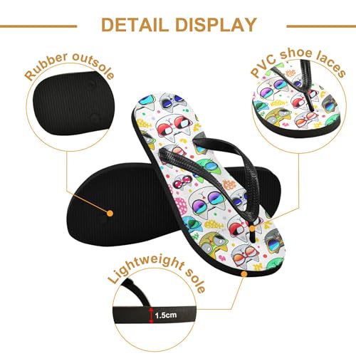 Burbuja Cartoon Cat Faces Wearing Sunglasses Flip Flops for Women Men, Soft Thong Sandals Rubber Slippers for Pool Beach Essentials3