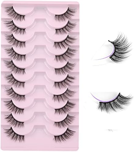 FANXITON Half Lashes, Natural Wispy Cat Eye 15mm, 10 Pairs