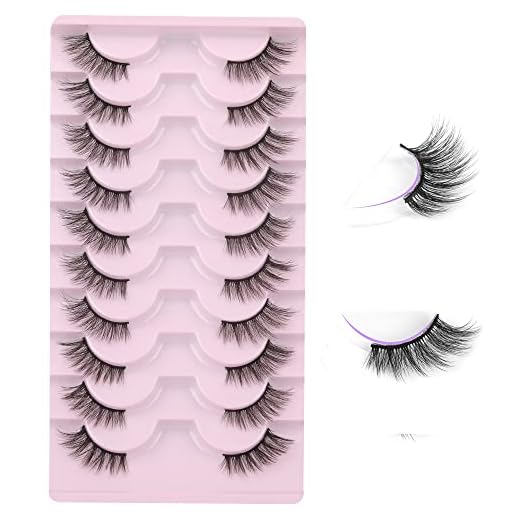 FANXITON Half Lashes Natural Look Wispy Cat Eye Lashes 3D False Eyelashes Fluffy Soft 10 Pairs 15MM Short Faux Mink Lashes Sets Pack