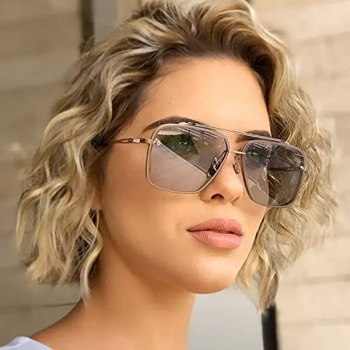 Image of Dervin UV Protected Driving Pilot Gradient Square Metal Body Sunglasses for Men and Women