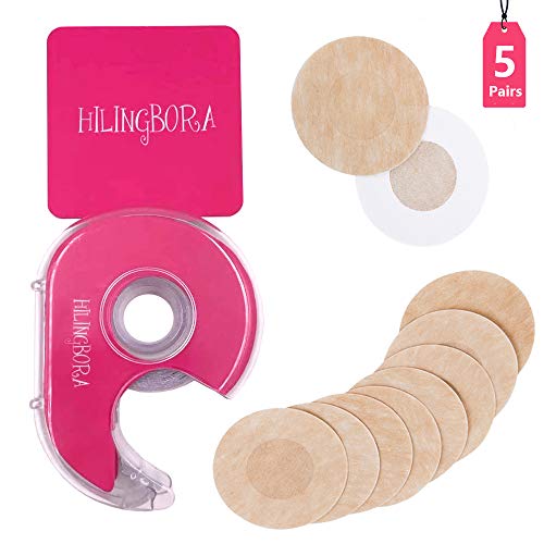 HILINGBORA Fashion Beauty Tape Double Sided For Body ＆ Pasties Nipple Covers Disposable(5pairs) 2in1. (Round nipple covers)