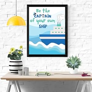 Casabonica Motivational & Inspirational Wall Posters|Be Your Own Captain Wall Frames|Framed Posters|Wall Posters with Frame for Office, Home, Bedroom, Living Room|Set of 1 | Size - A4