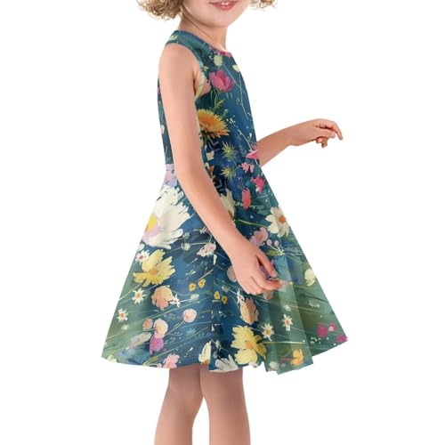 Summer Dresses Girls Elegant Sweet Midi Spring Sundresses Party Dresses Sleeveless Suitable 3-16 Years Old3