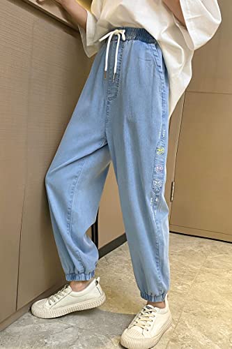Big Kids Girls Spring Autumn Summer Elastic Waist Baggy Pants Jean Denim Pants Casual Cool Sport Street Denim Pants3