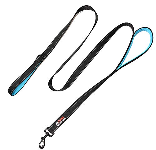 Primal Pet Gear Dog Leash 6ft Long - Traffic Padded Two Handle - Heavy Duty - Double Handles Lead for Control Safety Training - Leashes for Large Dogs or Medium Dogs (6FT, Black-Blue)