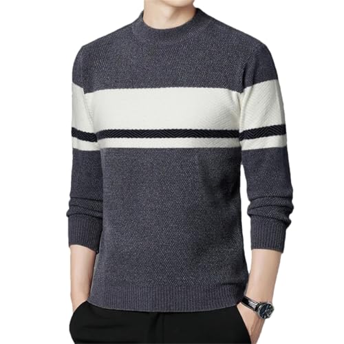 Dcvmvmn Men Autumn and Winter Half High Collar Sweater Men Casual Slim Fit Bottom Knit Pullover Sweater Dark Gray