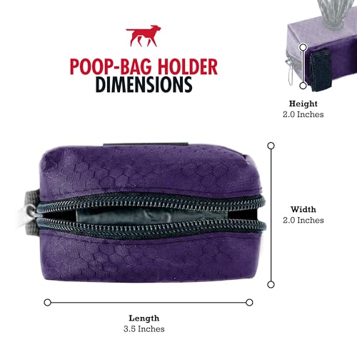Image of Tuff Pupper Dog Poop Bag Holder | Works with Any Dog Leash | Zippered Waste Bag Dispenser | Waterproof with Rust-Proof Clip | Convenient Lightweight Design | Includes 2 Rolls of Leak-Proof Bags