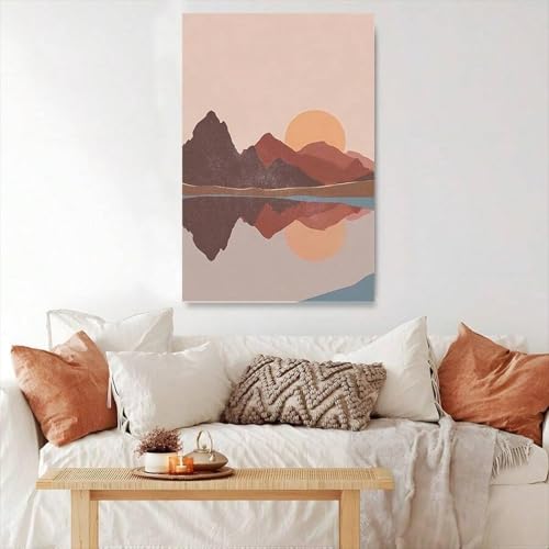 Impression murale soleil orange brûlé encadrée pour grand mur vide - 4