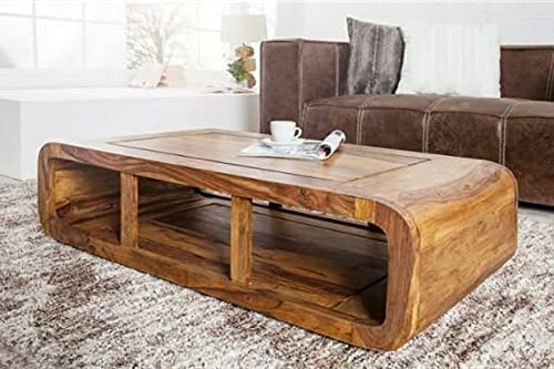 Image of SONA ART & CRAFTS Wooden Center Coffee Table for Living Room Home with Shelf Storage | Wooden Coffee Table | Center Table for Living Room | Tea Table | Natural Honey Teak Finish