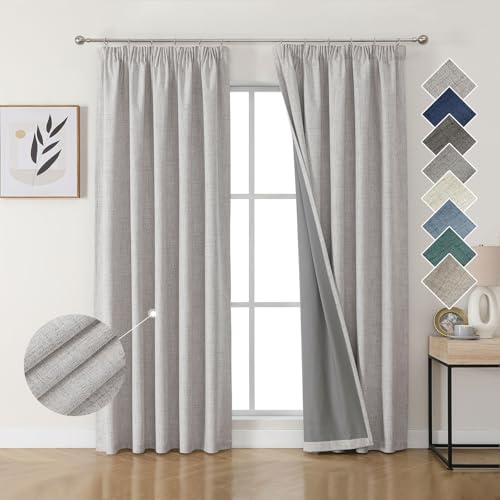 Joydeco Vorhang Blickdicht Gardinen mit Ösen 100% Verdunklungsvorhang Ösenschal Vorhänge 2er Set Deko Ösenschal Thermo Vorhänge für Wohnzimmer Kinderzimmer Schlafzimmer