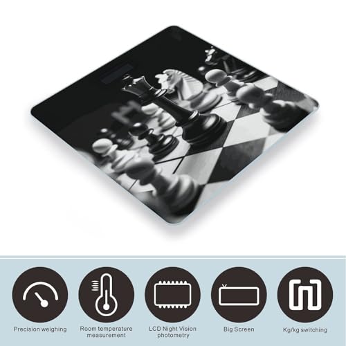 Báscula Digital de Baño Estilo Ajedrez Blanco y Negro miniatura 3