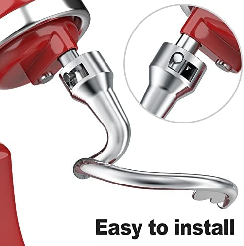aikeec Dough Hook Attachment for Kitchenaid Pasta Attachment, Stainless Steel K45DH 4.5/5QT Replacement for Kitchen Aid Asseccories, Stand Mixer for Kitchenaid Attachment K45 KSM75 KSM150