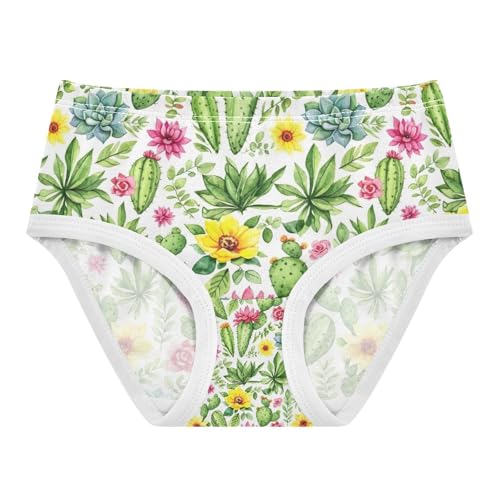 Colorful Watercolor Cacti Succulent Flowers Toddler Girl Undies, Girls Underwear, 2T–8 Years