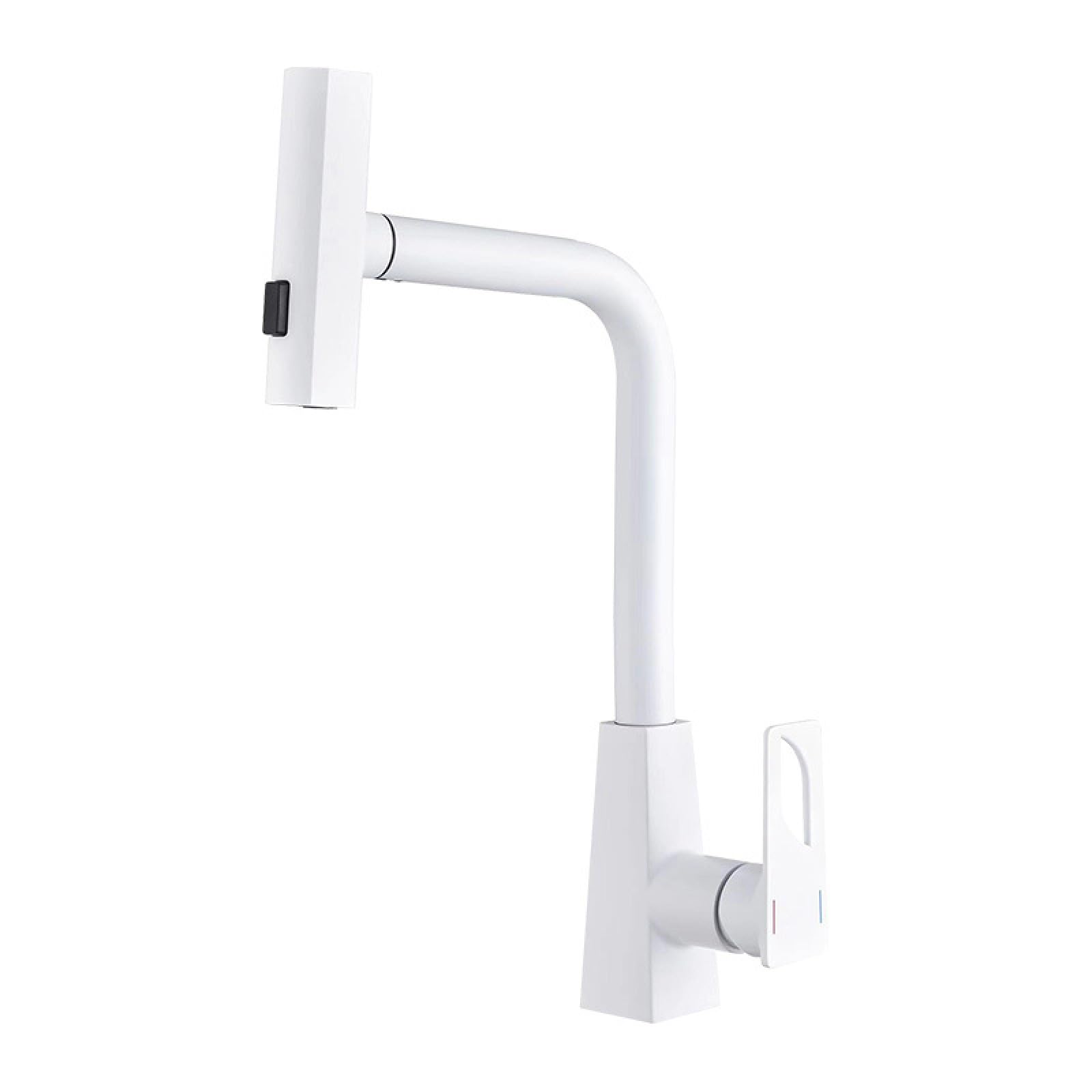 Fanjubei White Kitchen Copper Vegetable Washbasin Rotating Pull-Out Faucet,