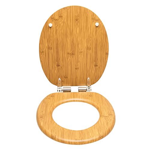 eSituro WC Sitz mit Absenkautomatik, Stabile Toilettendeckel für Badinstallationen,MDF Holzkern,Einfache Montage Toilettensitz,Hochwertige Wc Deckel Klobrille