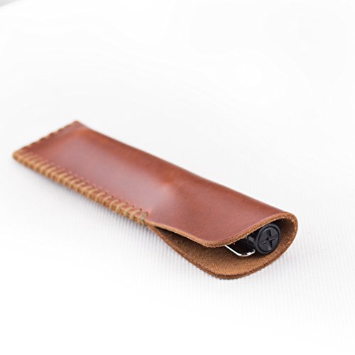 Ancicraft Genuine Leather Pen Sleeve Case Holder Pouch Handmade (For Single Pen, Red Brown) #TOP2