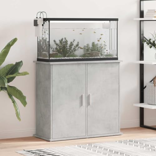 Support d'aquarium robuste vidaXL gris béton meuble de rangement stable - 3