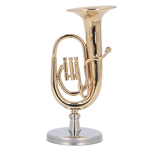 Mini Tuba Model, Miniature Tuba Model Brass Gold Plated Euphonium Mini Miniature Tuba Musical Instrument Model for Home School Office