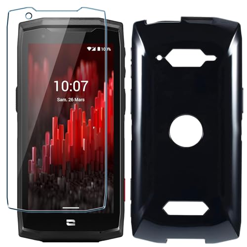 Xiangyun Coque pour CROSSCALL Core-M5 Cover avec 1 pièce Protection écran Verre Trempé - Silicone Bumper Noir Gel TPU Souple Housse Etui Protection Case...