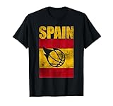 Spain Basketball Spanish Flag Retro Vintage Grunge Art T-Shirt