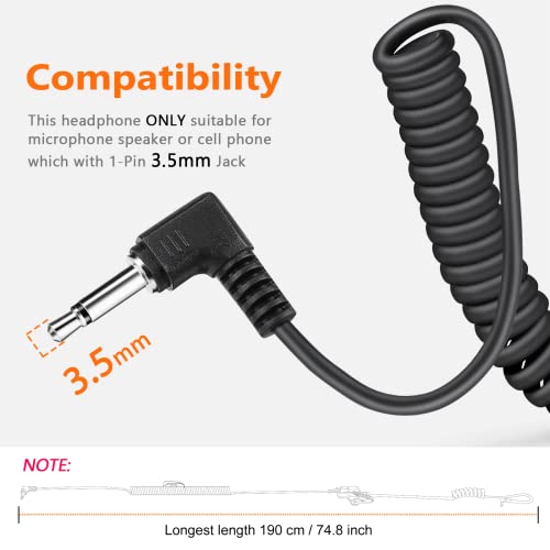 zeadio 3.5mm RECEIVER/LISTEN ONLY Surveillance Headset Earpiece with Acoustic Tube and Earmold Earpiece for Smartphone Two-Way Radios - Image 3
