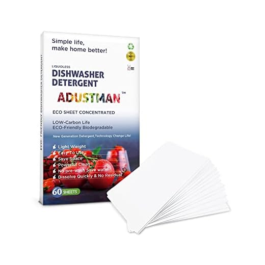 ADUSTMAN ECO Friendly Dishwasher Detergent 60 Sheets Unscented Natural Biodegradable,No Plastic Jugs More Convenient Dishwashing Pods Liquid Pacs Tablets,Pure Cleaning Dish Easy to Use For Mothers Gifts