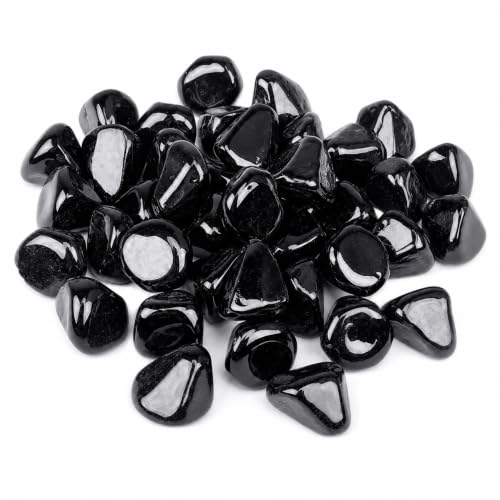 GRISUN Onyx Black Fire Glass Diamonds 20 Lbs 1 Inch for Fire Pit