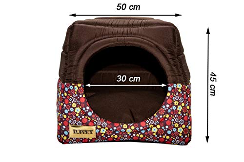 Luppet Toca E Cama 2 Em 1 Com Almofada Para Cães E Gatos De 6 Kg A 12 Kg Marrom Floral G