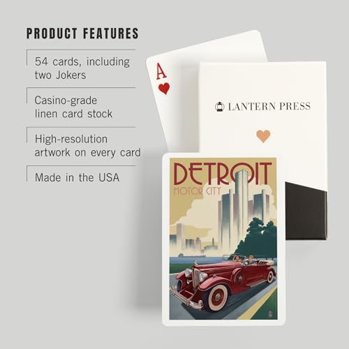 Lantern Press Detroit Michigan Naipes Póker 52 Cartas miniatura 3